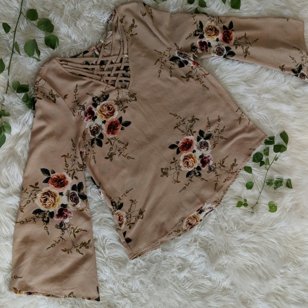 Floral Bell-Sleeve Blouse